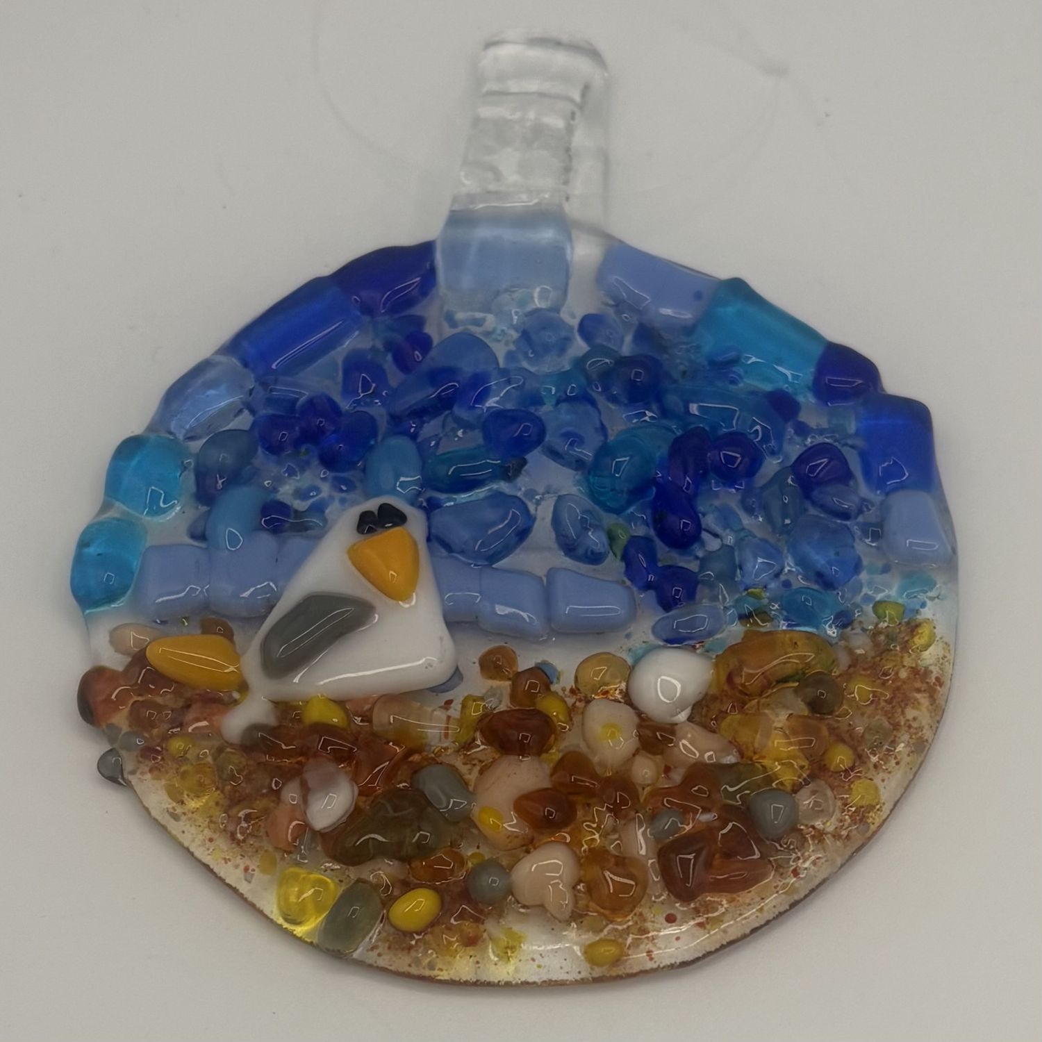 Lori Lefferts, Fused Glass Suncatcher, Seagull on the Beach