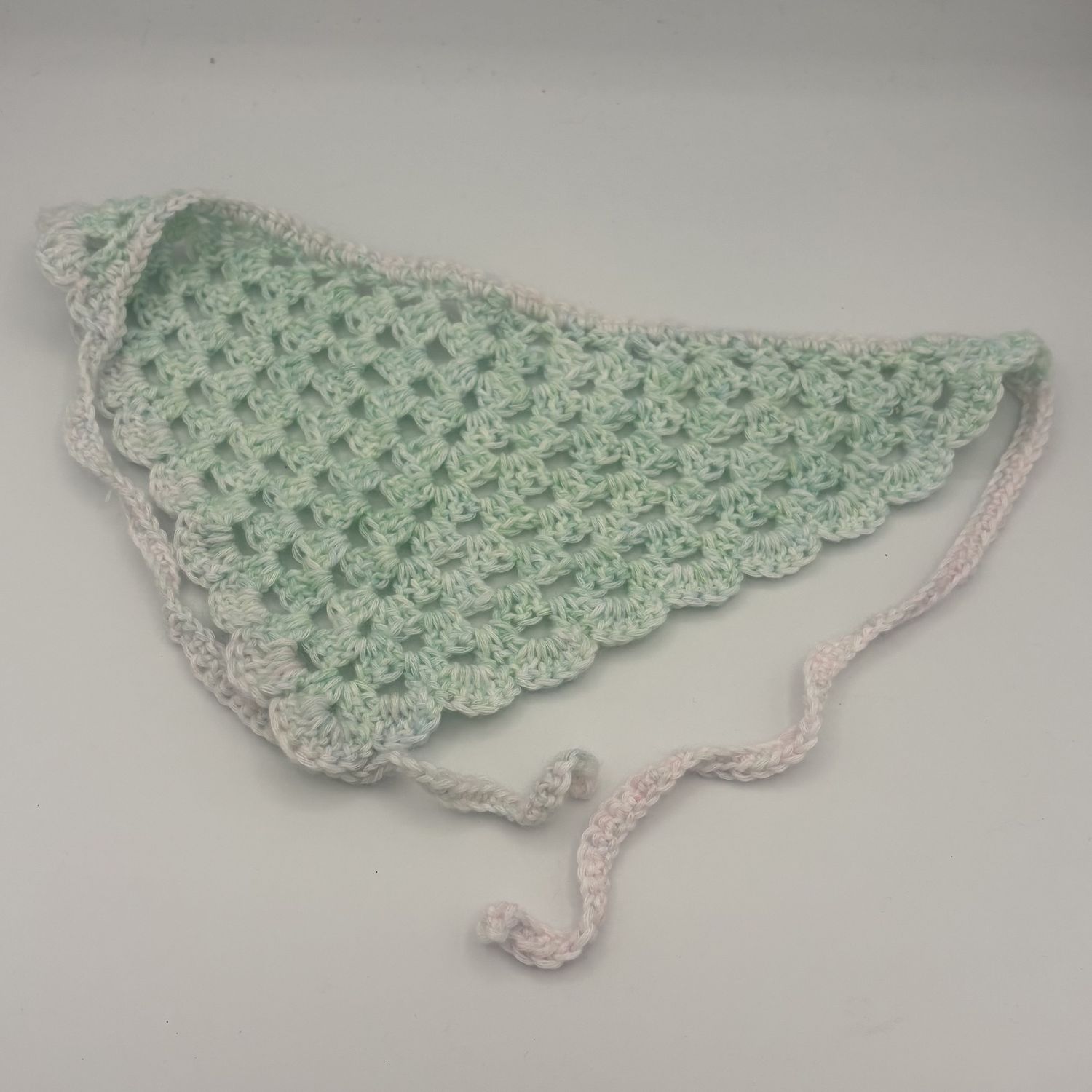 Kathleen Honeycutt, Crochet Bandana, Soft Pink and Green Design