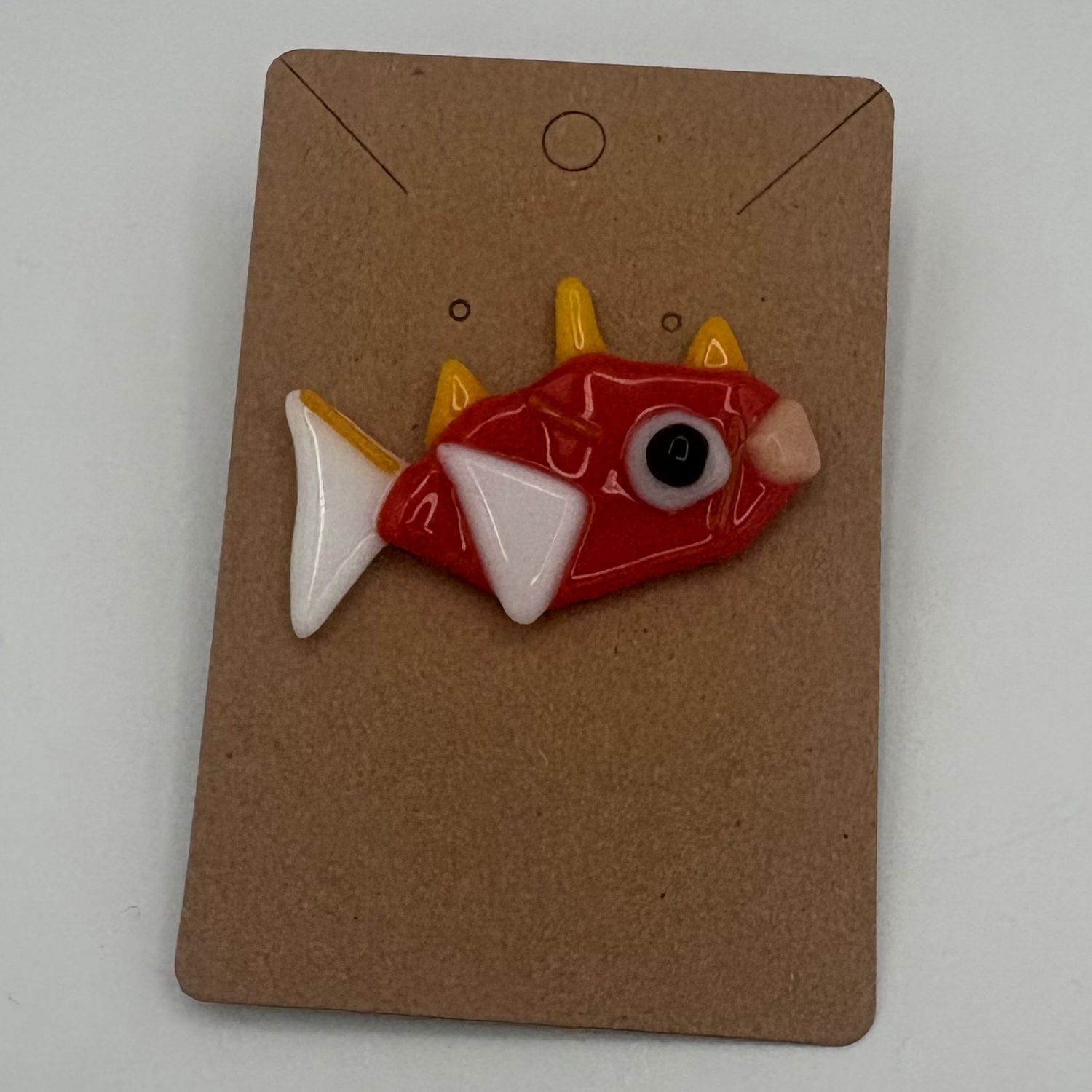 David Smyth, Fused Glass Pin, Orange Fish
