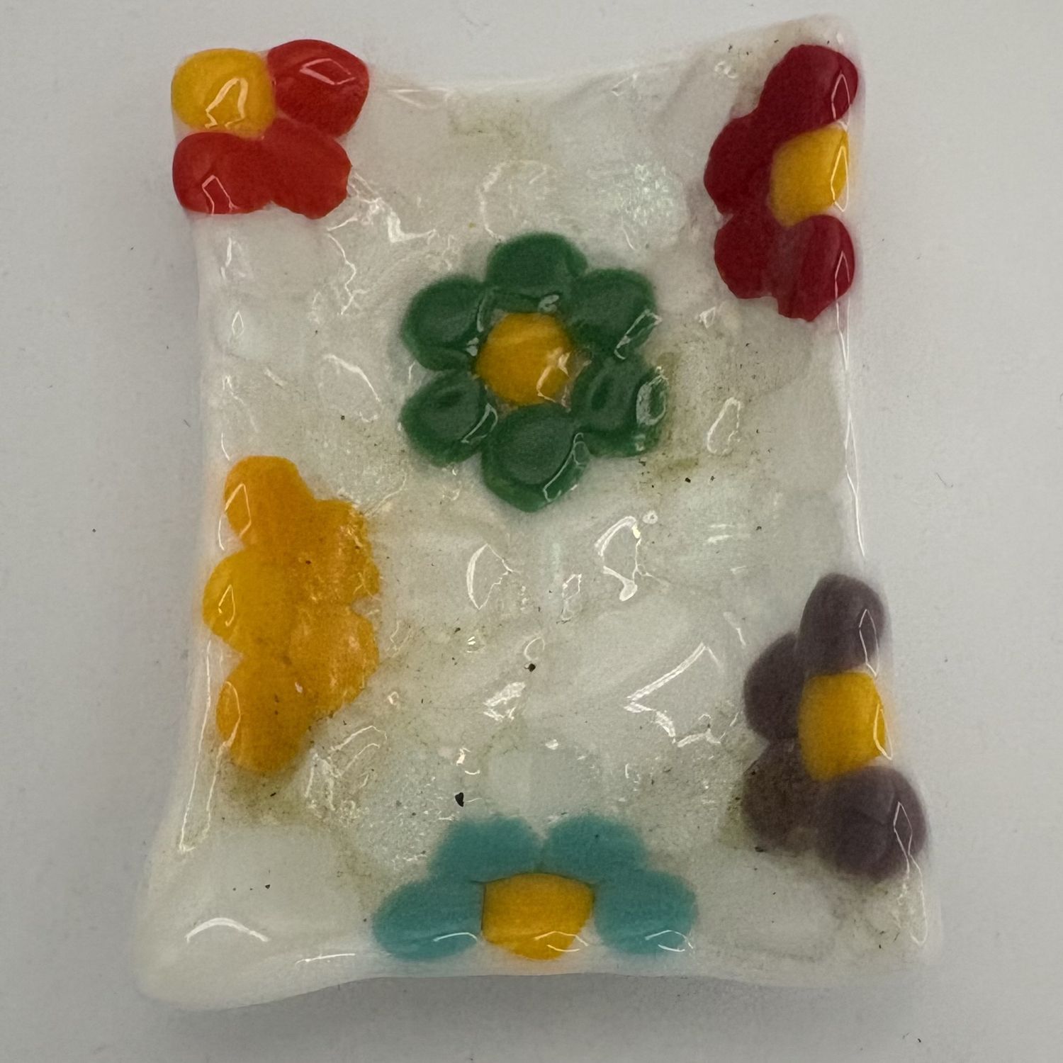 Kirsten Smith, Fused Glass Soap Dish, Colorful Flowers