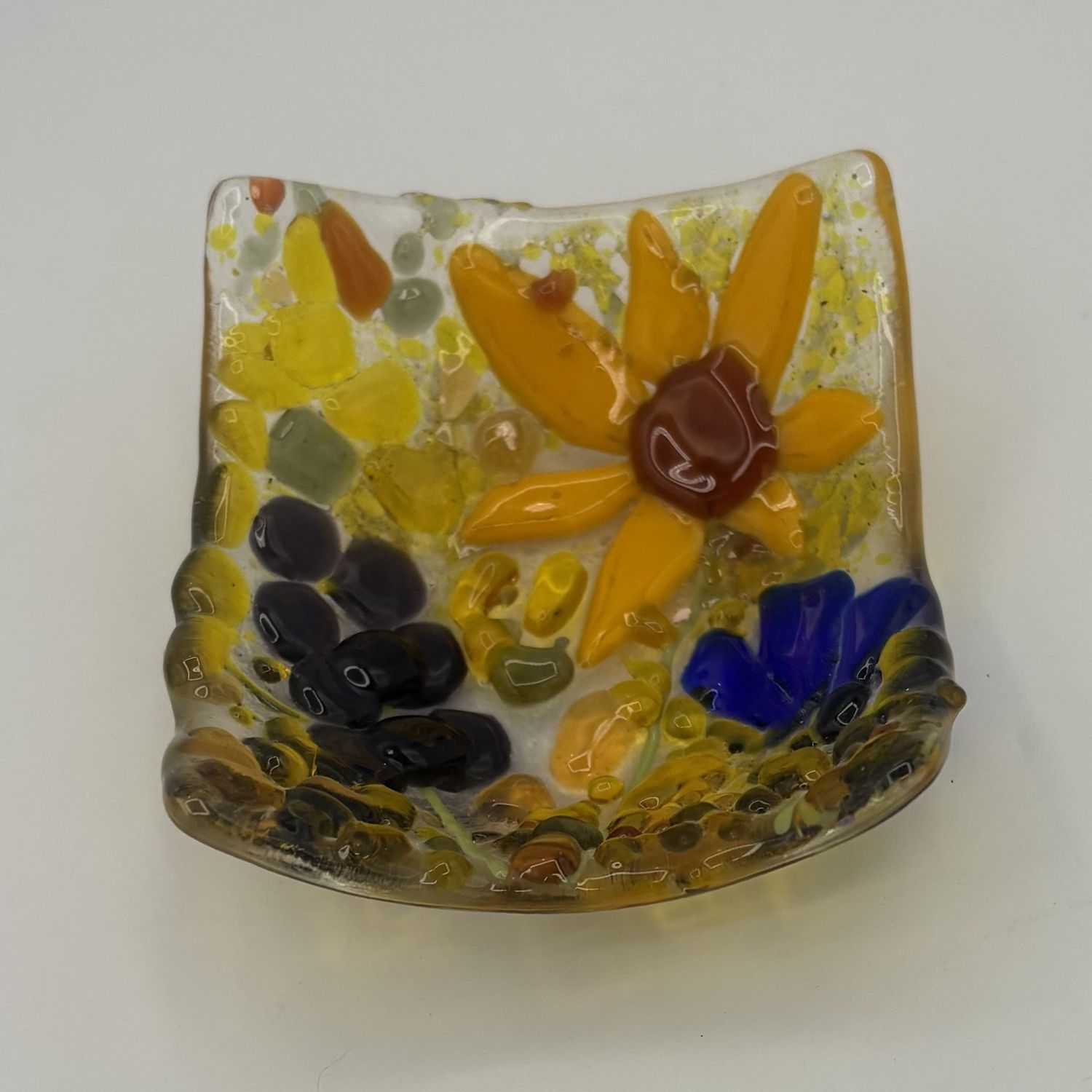Tammy McCammon, Fused Glass Ring Dish, Colorful Flowers