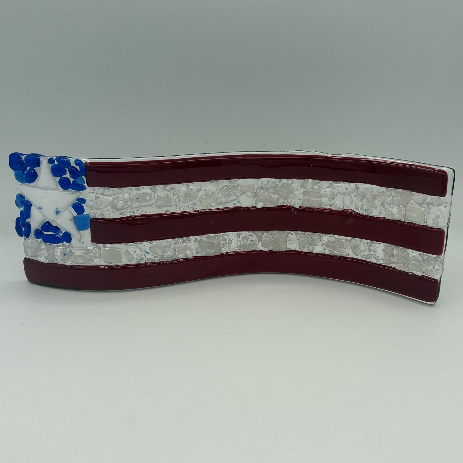 Lori Lefferts, Wavy Glass Stand Piece, Red, White and Blue Flag