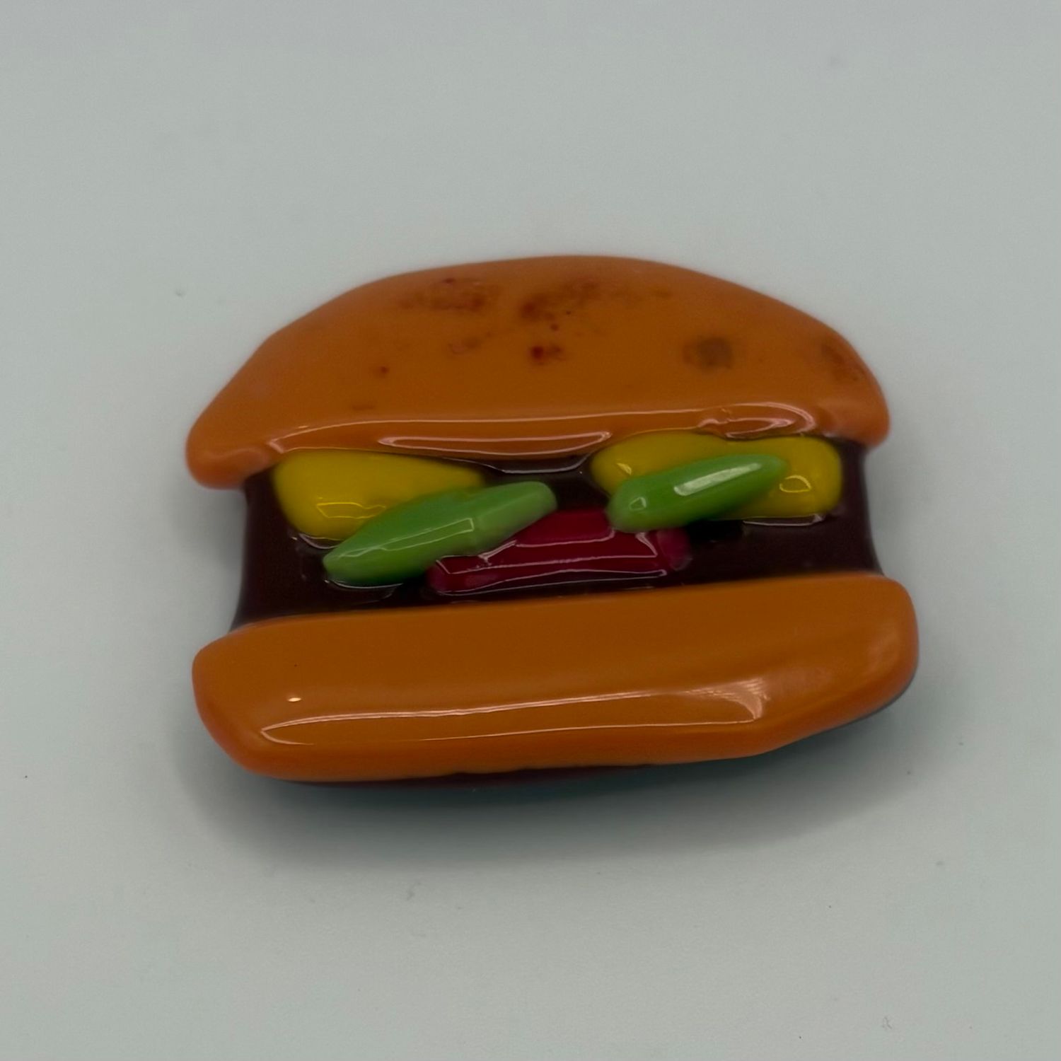 David Patrick, Fused Glass Magnet, Burger on Seasoned Bun