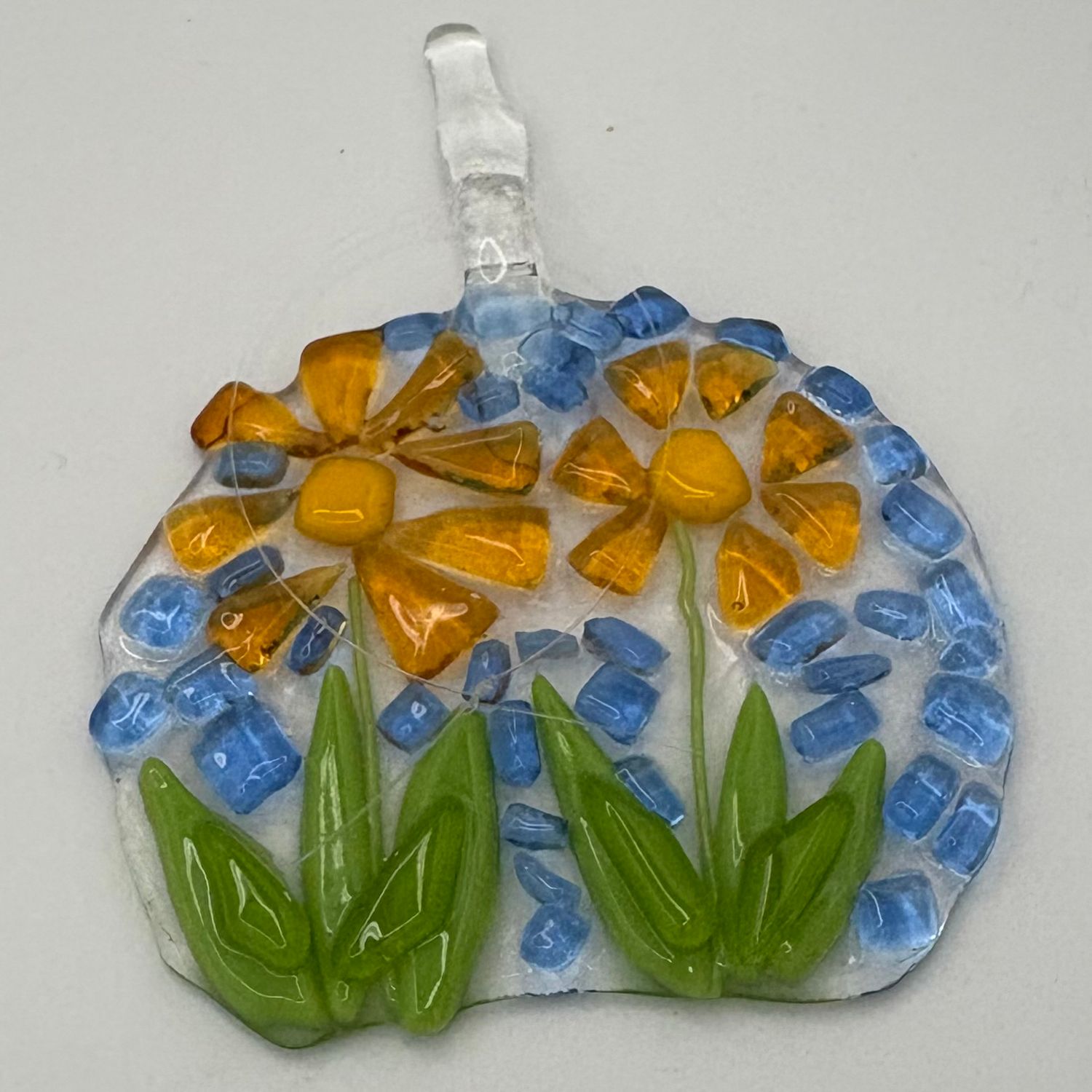 Mike Meehan, Fused Glass Suncatcher, Yellow Flowers