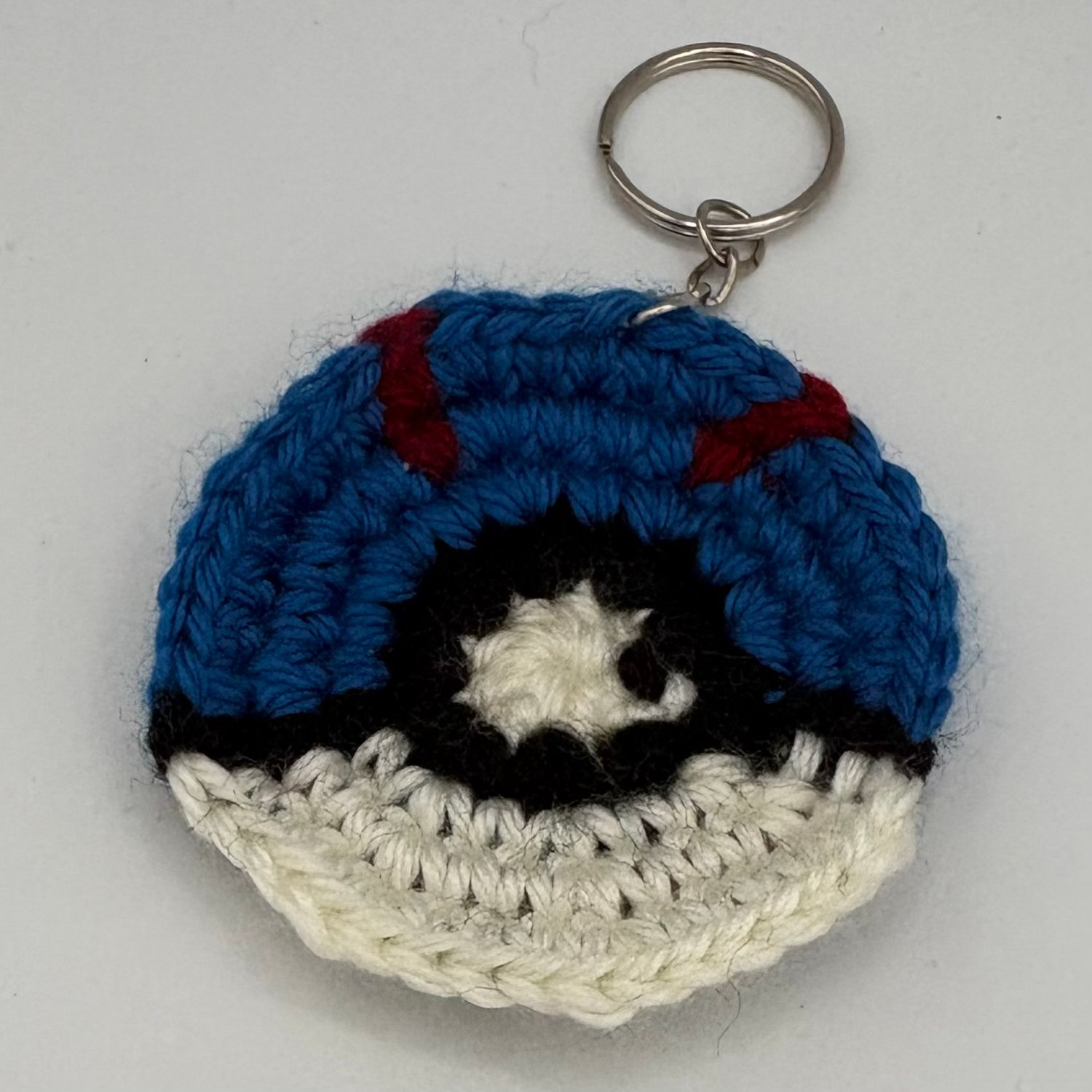 Kathleen Honeucutt, Crochet Keychain, Red and White Capture Ball