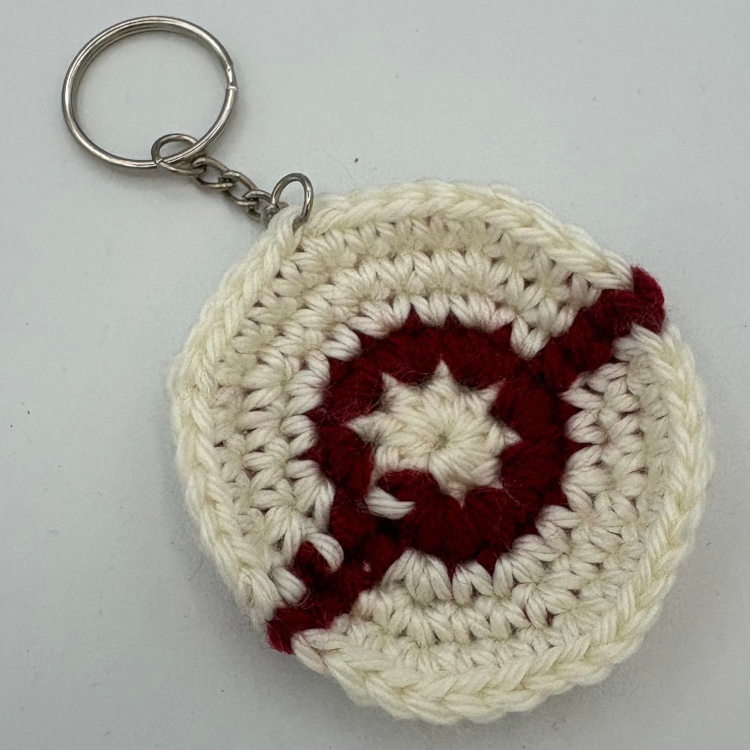 Kathleen Honeycutt, Crochet Keychain, Blue, Red and White Capture Ball