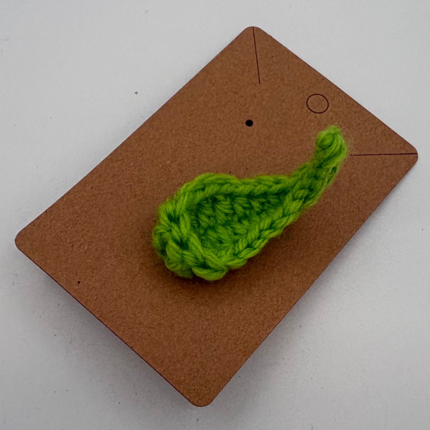 Kathleen Honeycutt, Crochet Pin, Green Leaf Badge