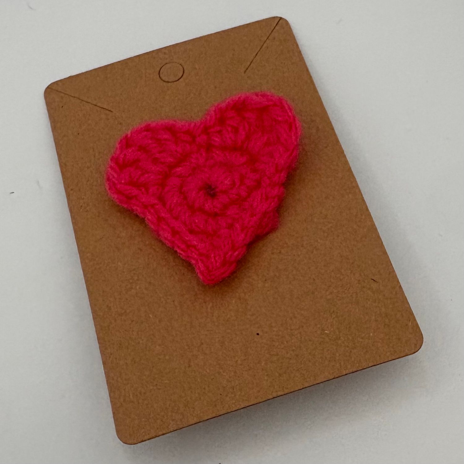 Kathleen Honeycutt, Crochet Pin, Pink Heart Badge