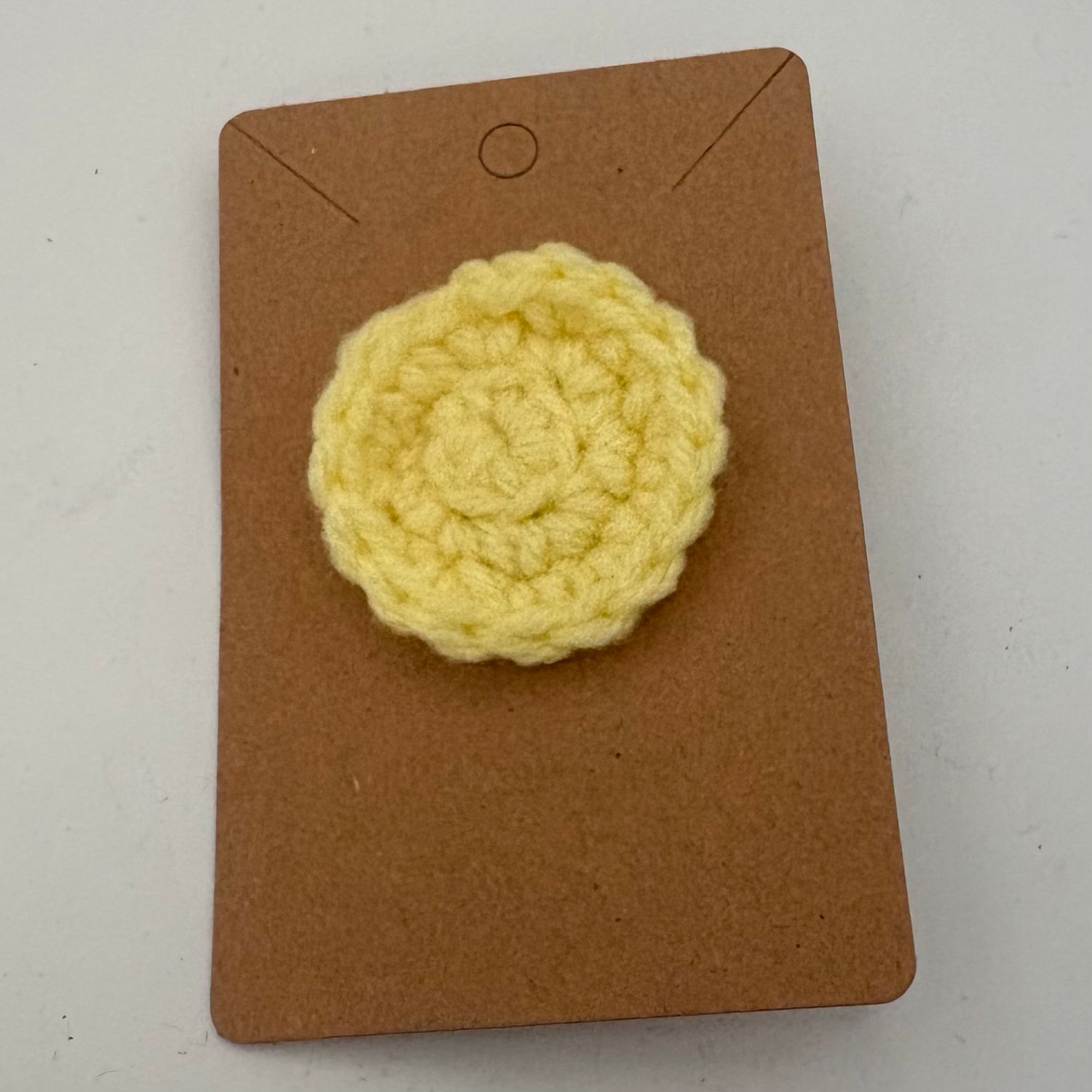 Kathleen Honeycutt, Crochet Pin, Yellow Circle Badge