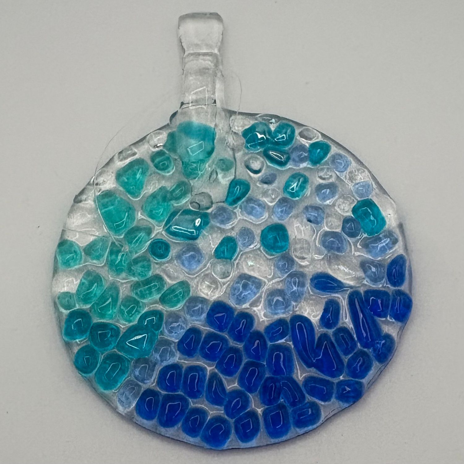 Hailey Lusk, Fused Glass Suncatcher, Blue Chunks