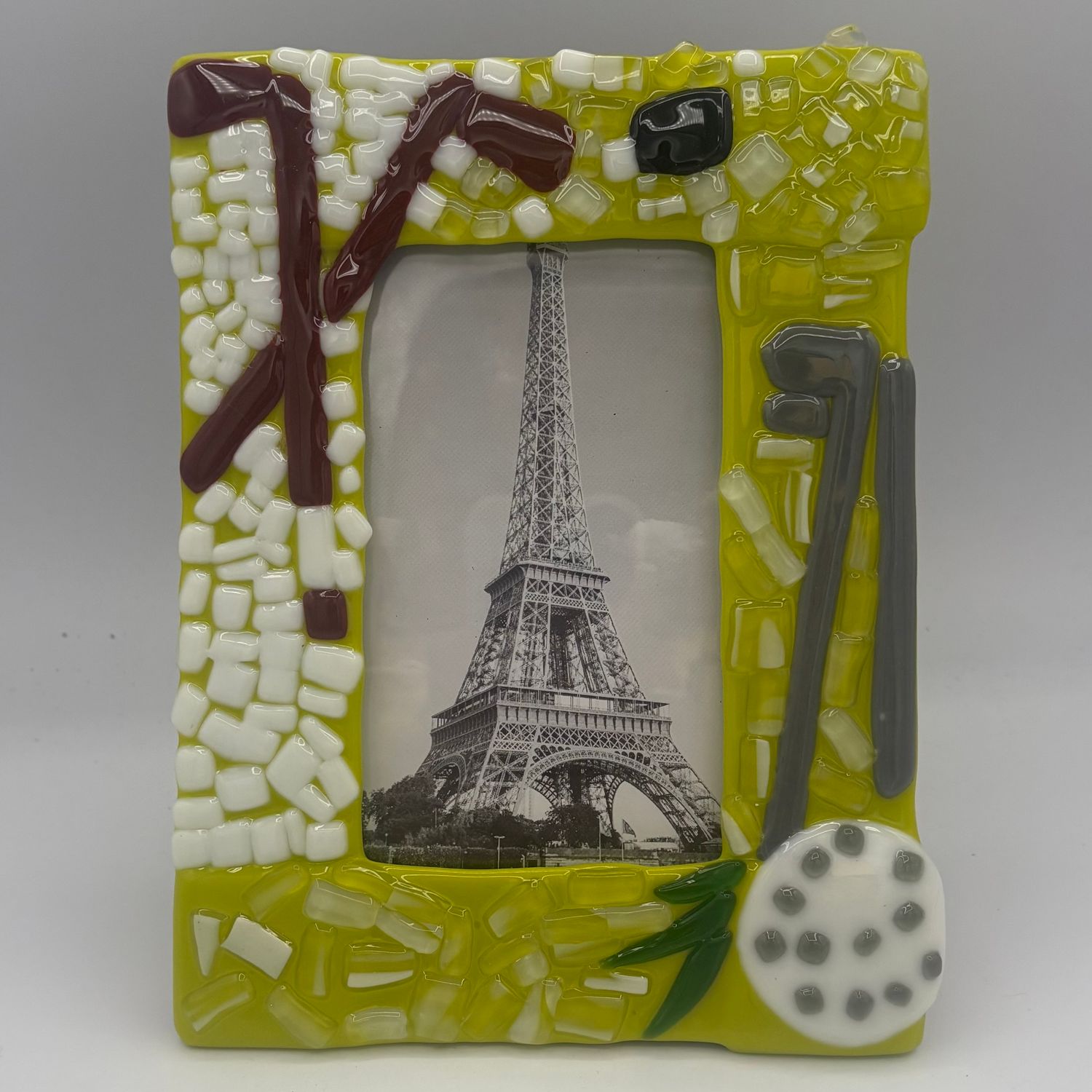 Samantha Pitts, Fused Glass Frame, 5"x7", Golf Theme