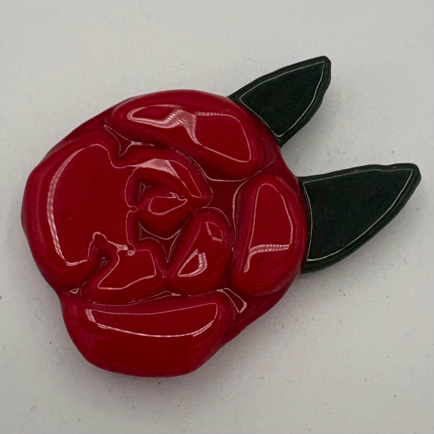 Queen Gause, Fused Glass Magnet, Red Rose
