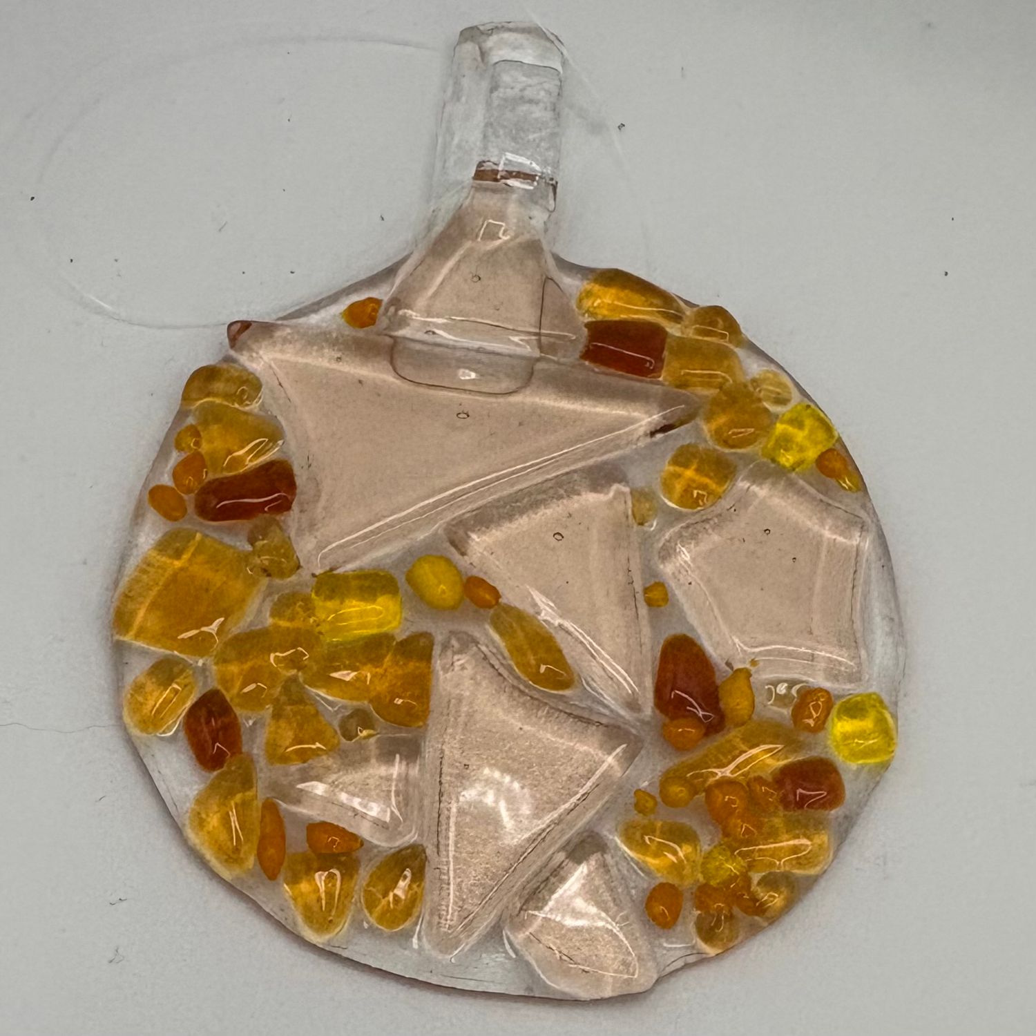 Annie Baxter, Fused Glass Suncatcher, Warm-Toned Shapes