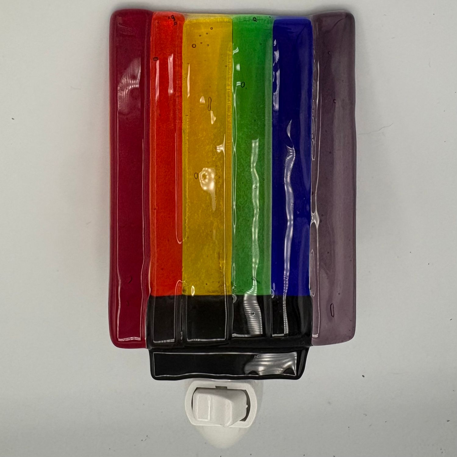 Riley Van Vliet, Fused Glass Nightlight, Rainbow Stripes