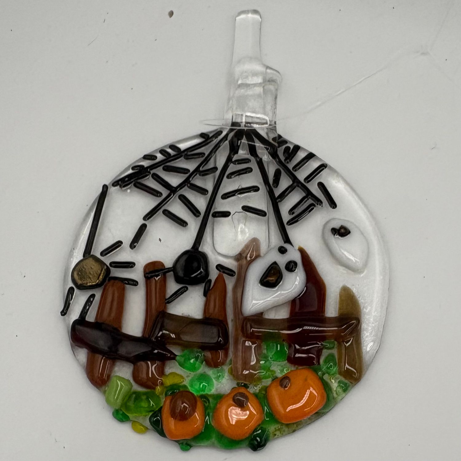 Alaina Weeks, Fused Glass Suncatcher, Ghosts at the Pumpkin Patch