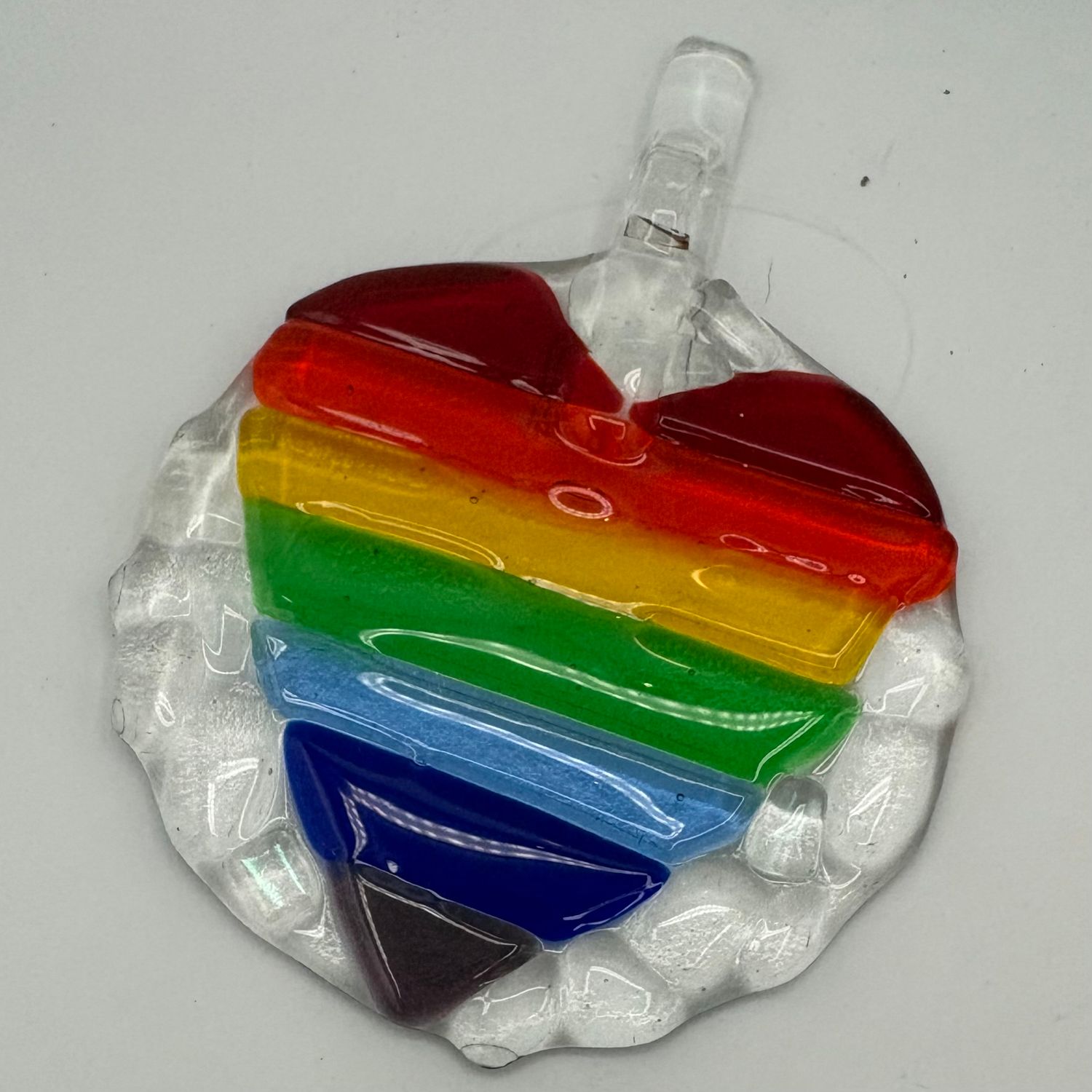 David Campbell, Fused Glass Suncatcher, Rainbow Heart