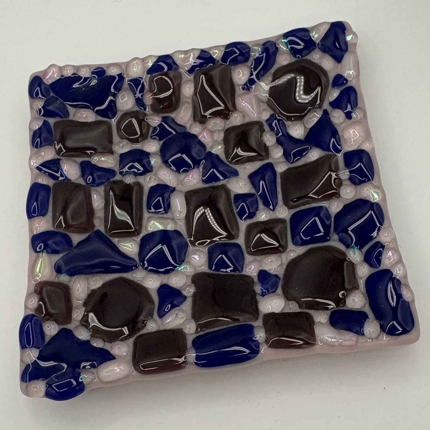 Hailey Lusk, Fused Glass Dish, Blue and Purple Shapes