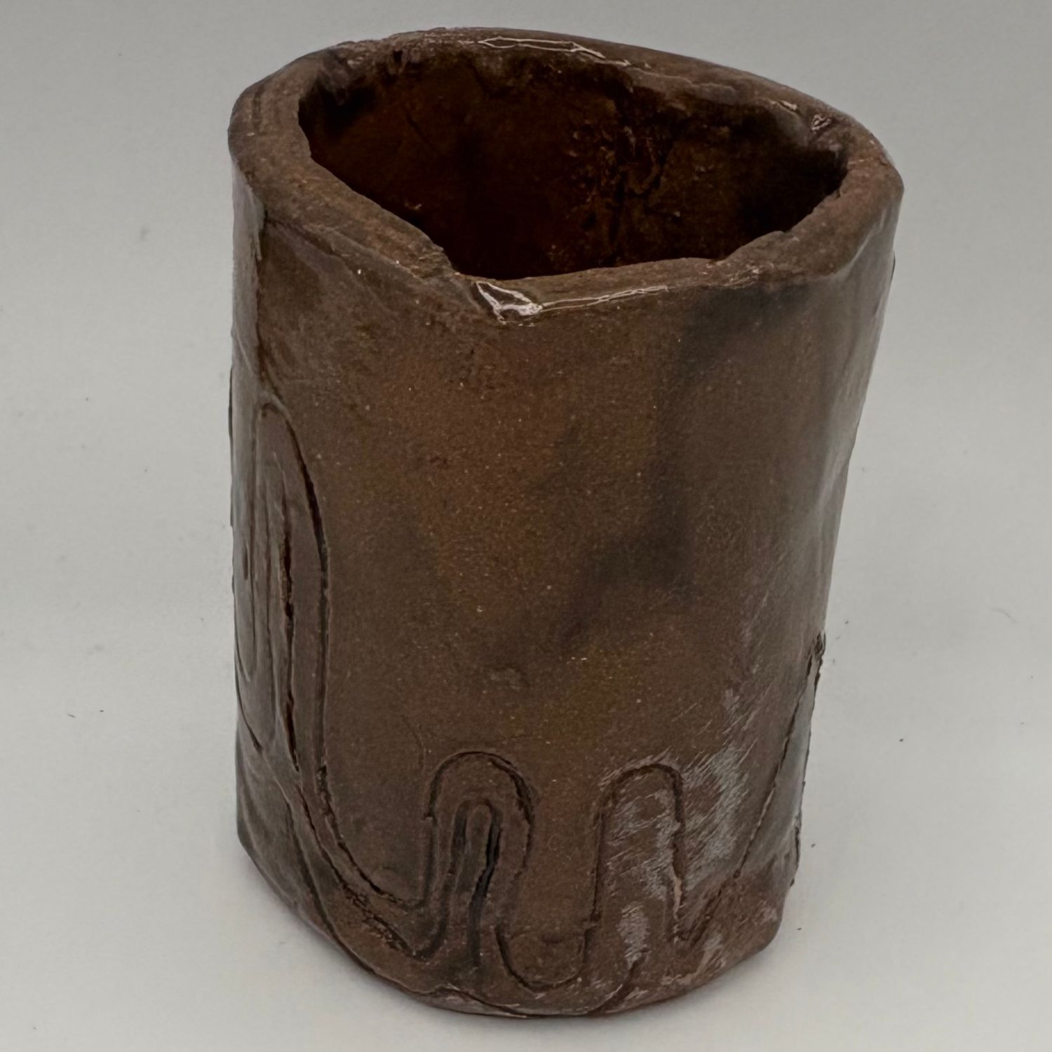 Saul Ray, Ceramic Container, Brown Design 1