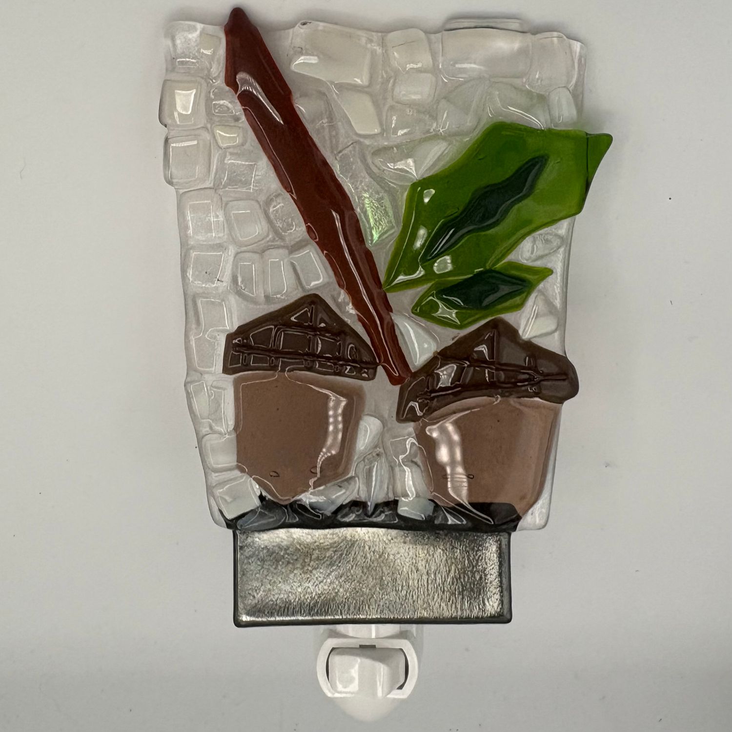 Queen Gause, Fused Glass Nightlight, Acorns and Leaves