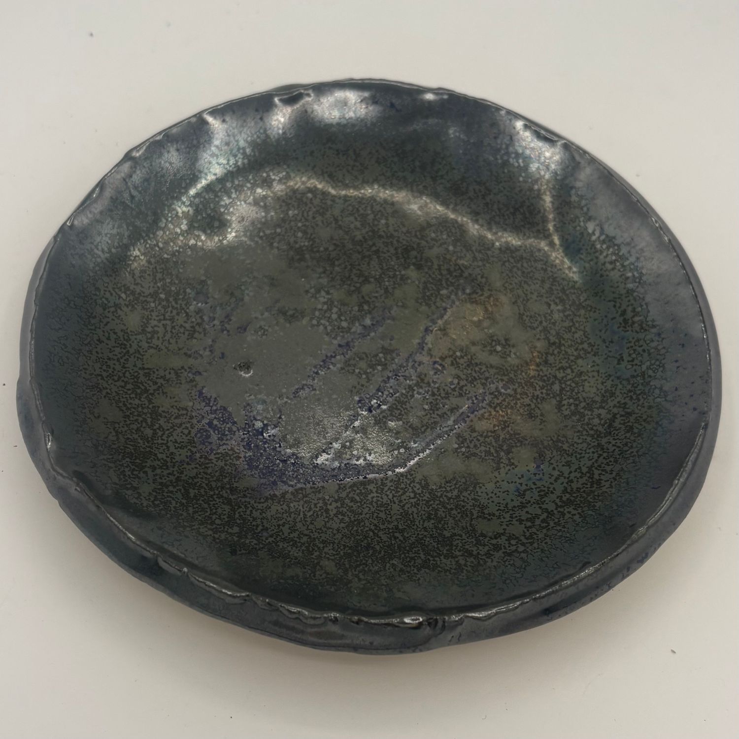 Christina Hanes, Ceramic Plate, Dark Green Design