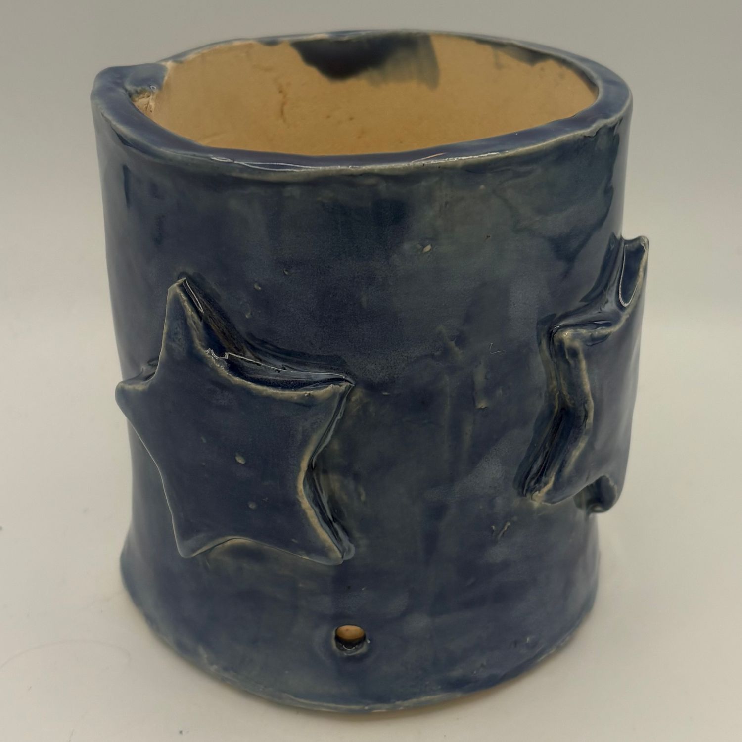 Christina Hanes, Ceramic Flowerpot, Blue Stars