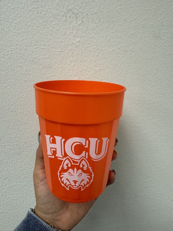 CUP STADIUM PLASTIC SQUAT FLUTED 22OZ HCU HUSKIES