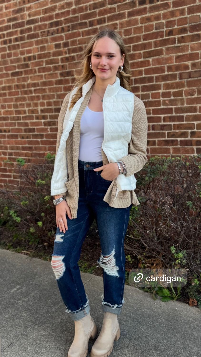 Ribbed Open Front Cardigan