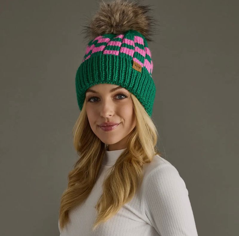 Checkered Pom Hat