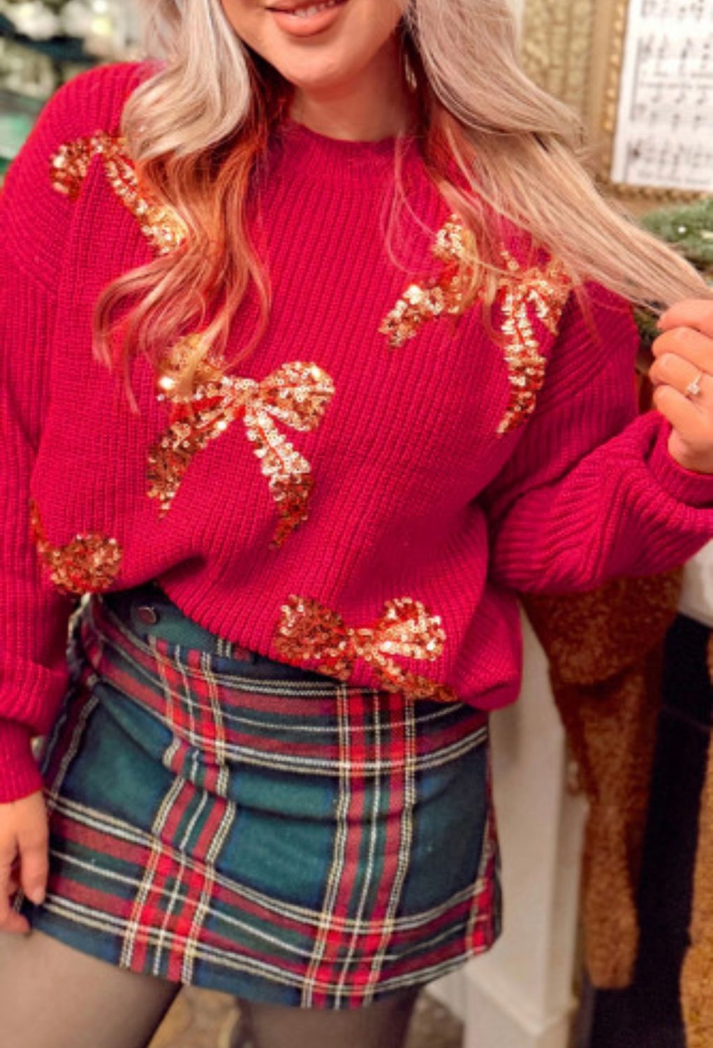 Sequined Bow Sweater
