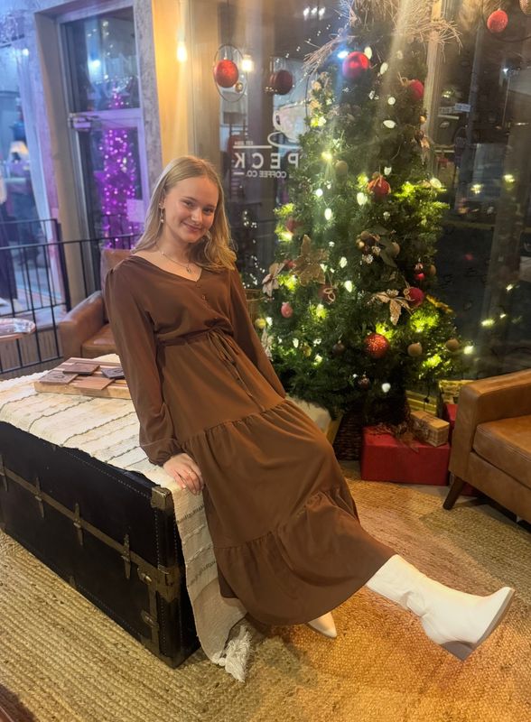 Buttoned V-Neck Maxi