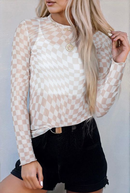 Khaki Checkered Mesh