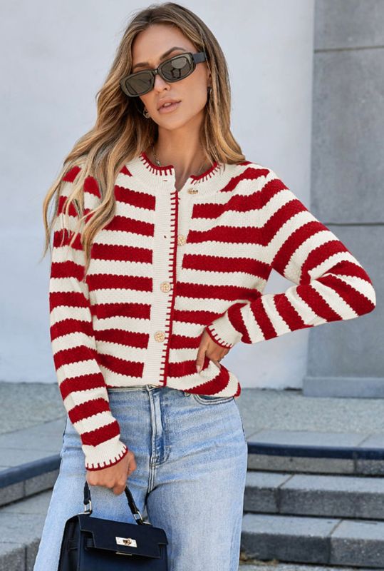 Red Stripe Cardigan
