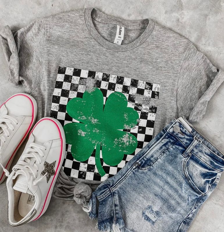 B/W Checkered Shamrock