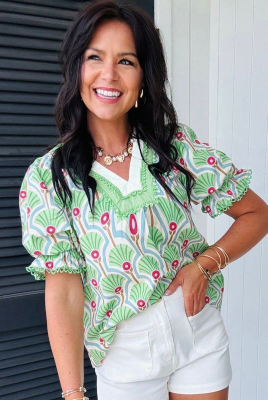 Floral V-neck