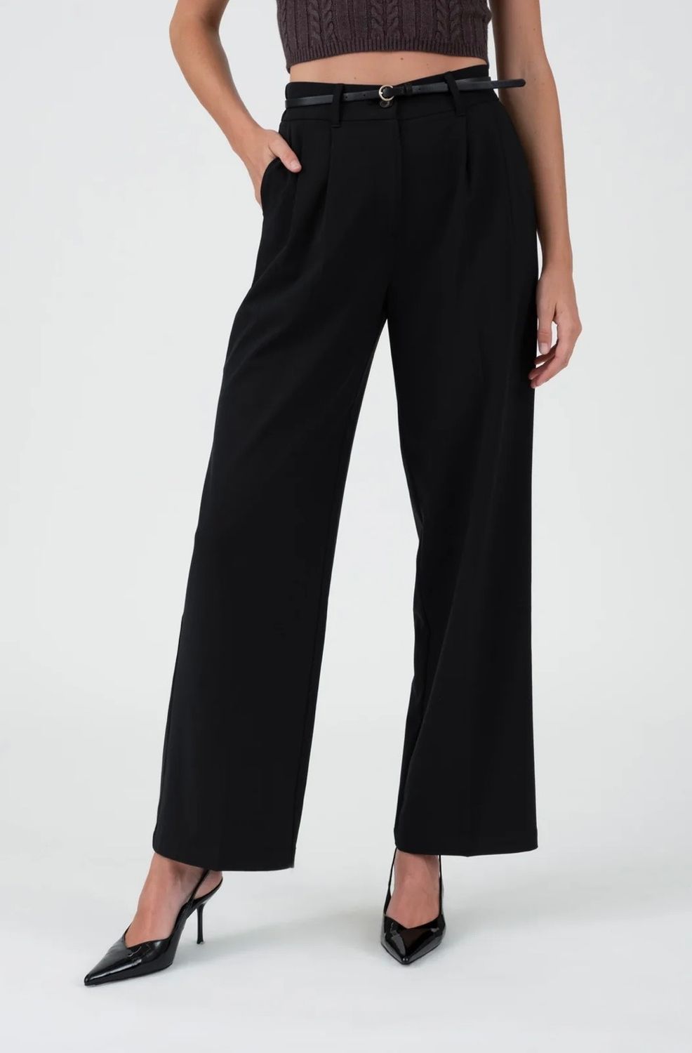 HW Pleated Wide Leg
