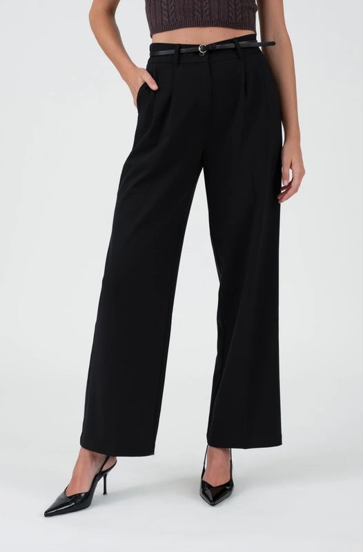 HW Pleated Wide Leg