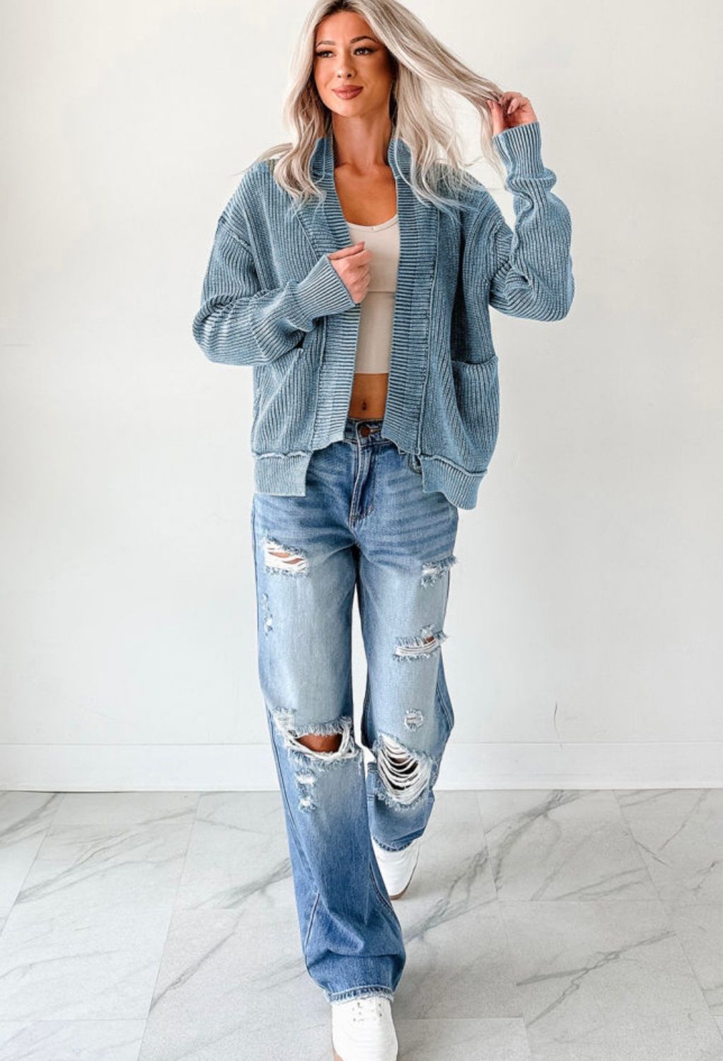 Mineral Washed Cardigan