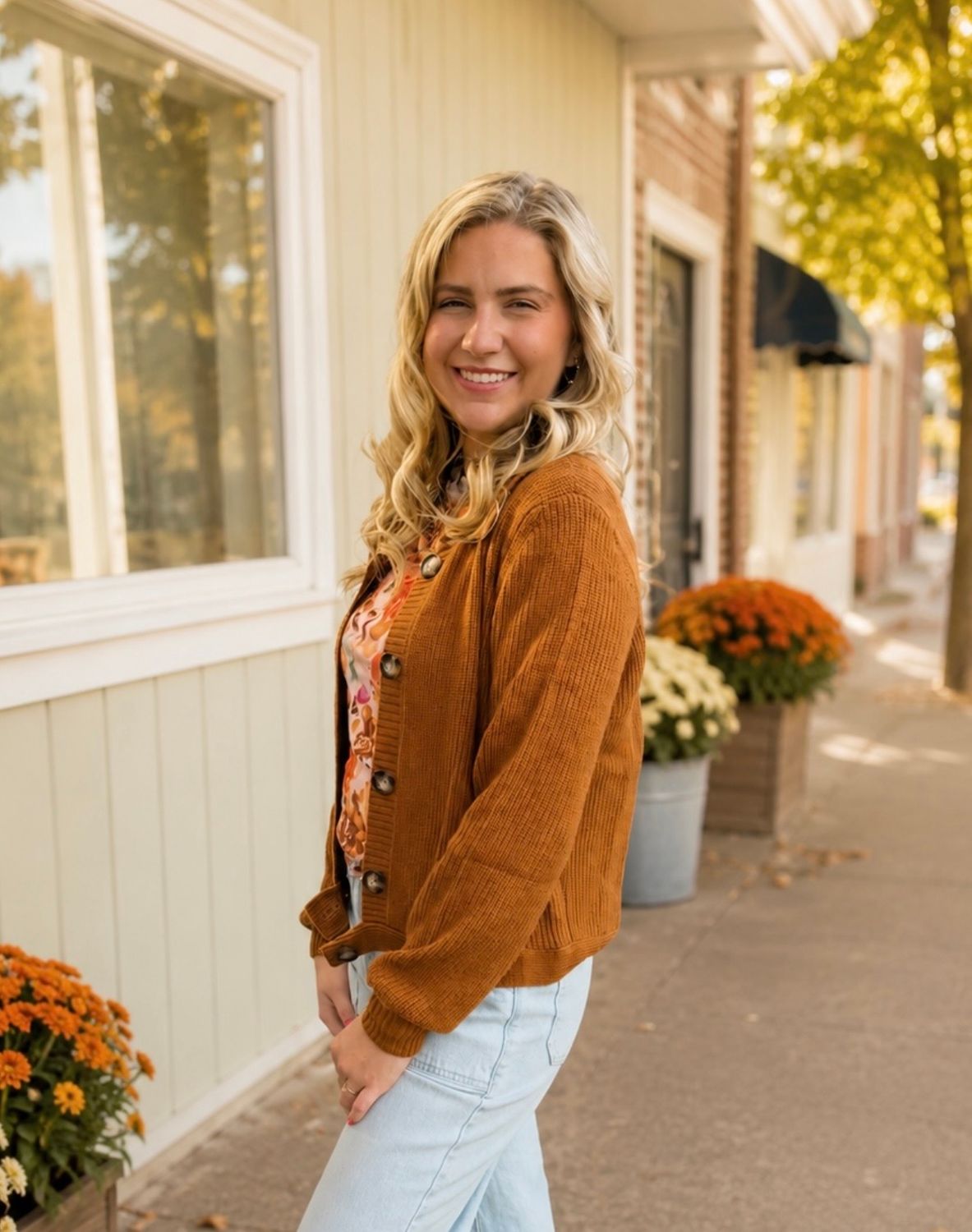 Ribbed Button Cardigan