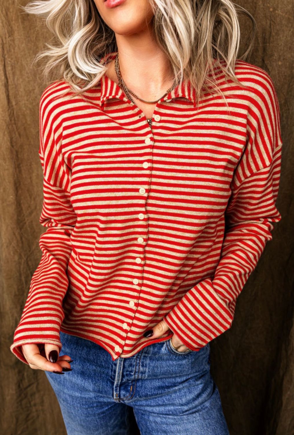 Striped Button Cardigan