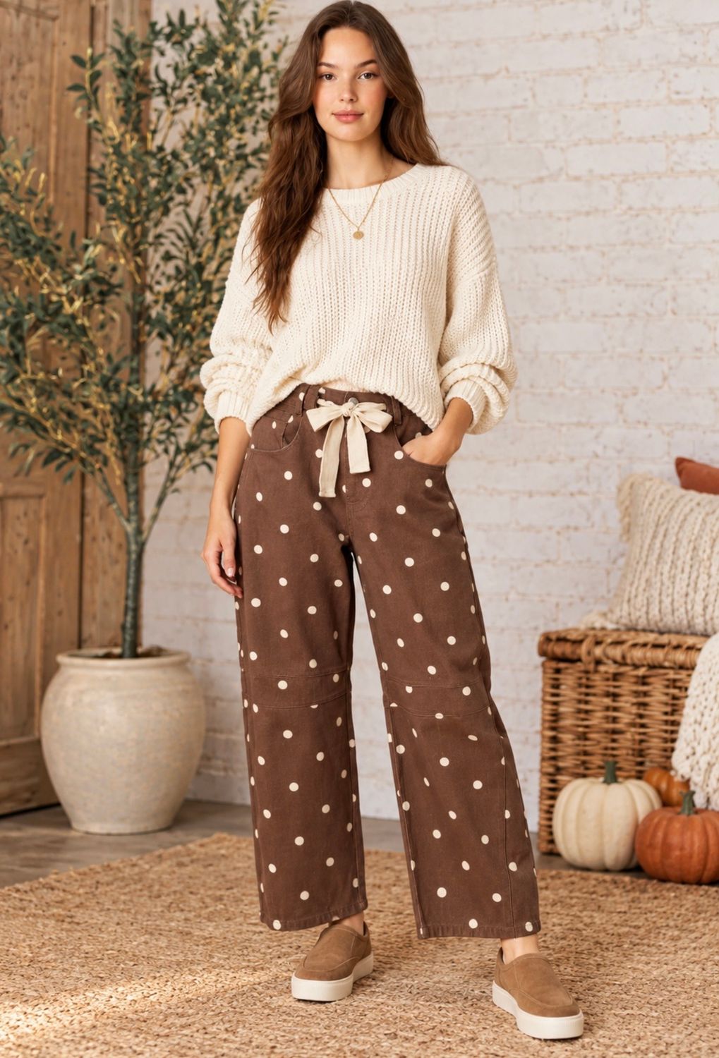 Polka Dot Barrel Pants