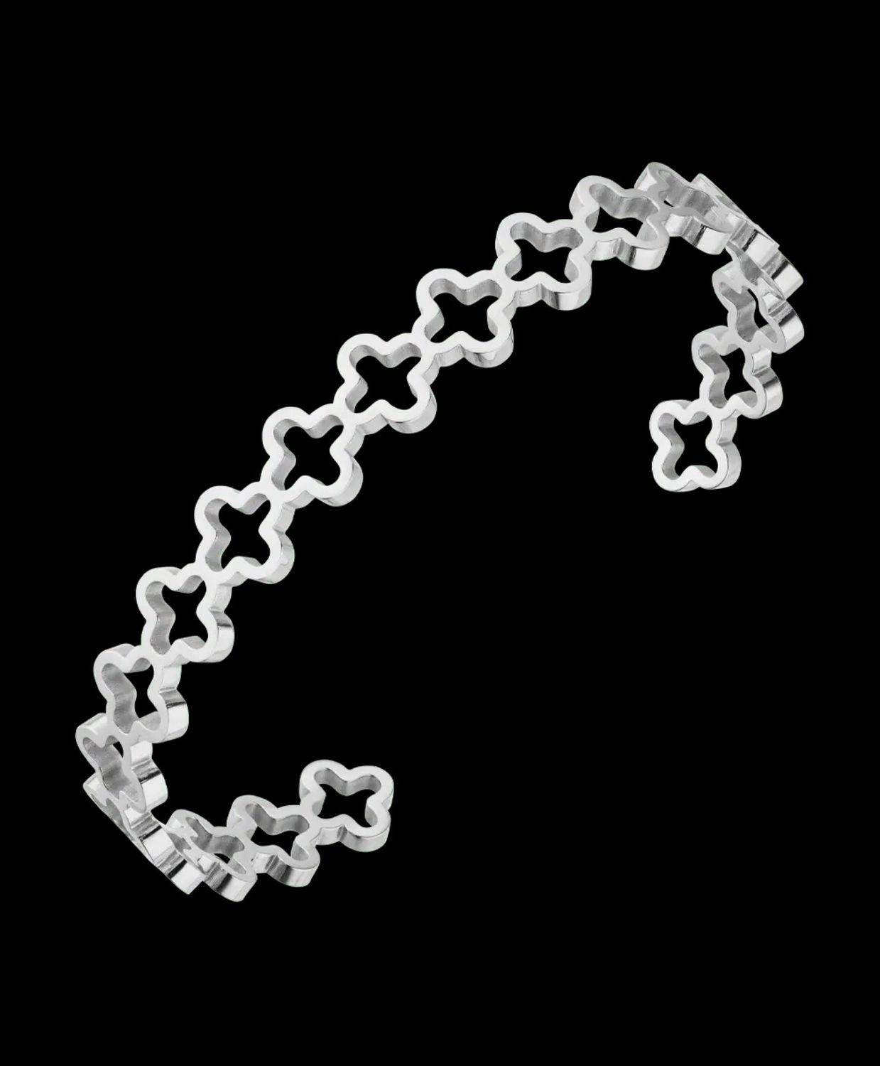 Endless Clover Bangle-Silver