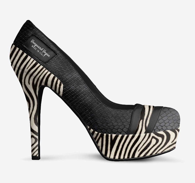 Handcrafted - High Stiletto Striped Platform Pump