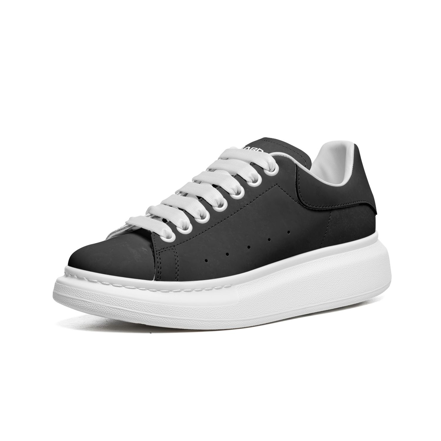 Unisex Non Slip Lace Up Leather Sneakers BLK
