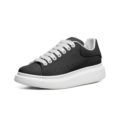 Unisex Non Slip Lace Up Leather Sneakers BLK