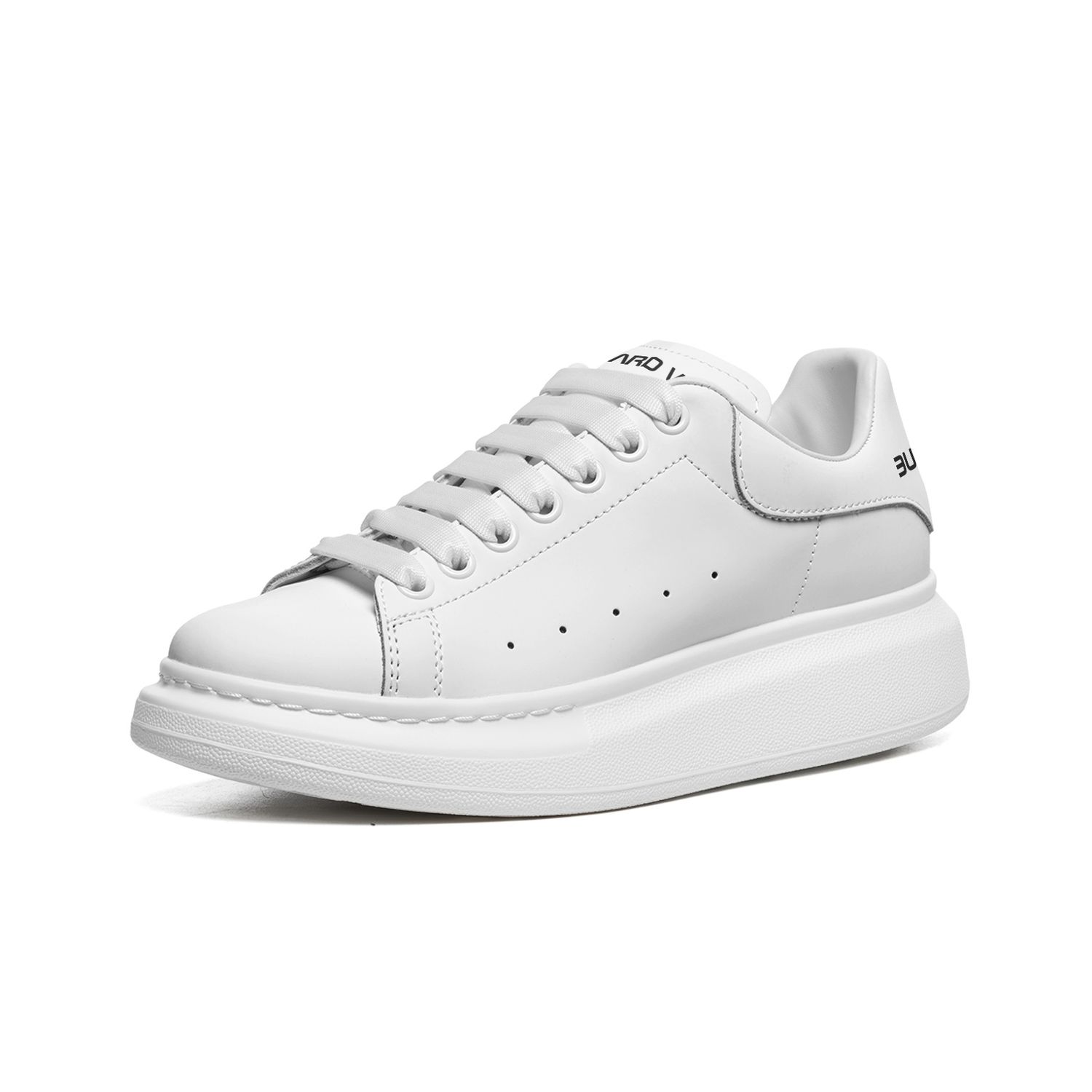 Unisex Non Slip Lace Up Leather Sneakers WHT