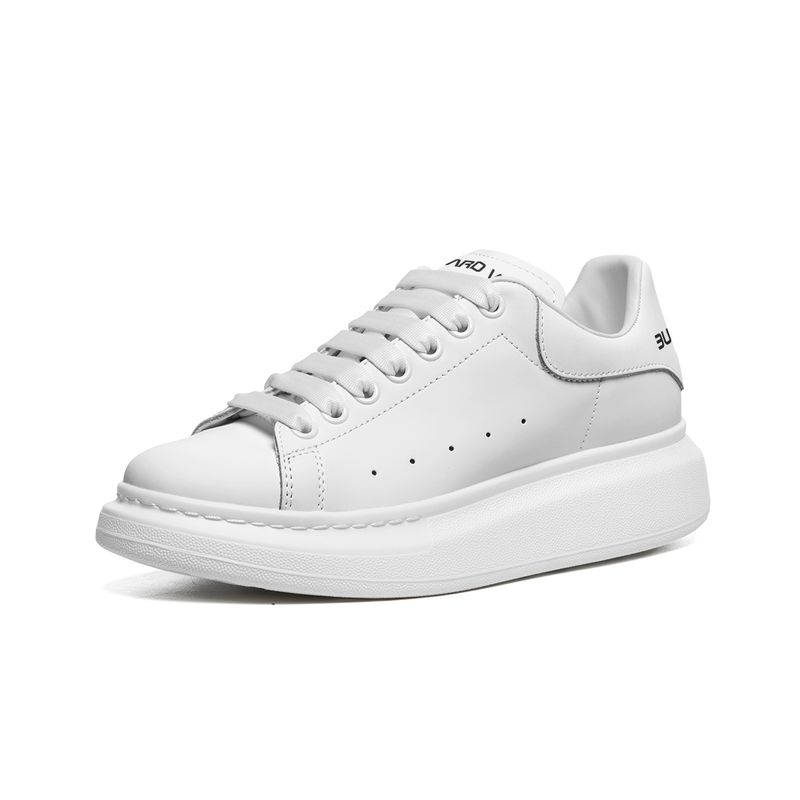 Unisex Non Slip Lace Up Leather Sneakers WHT