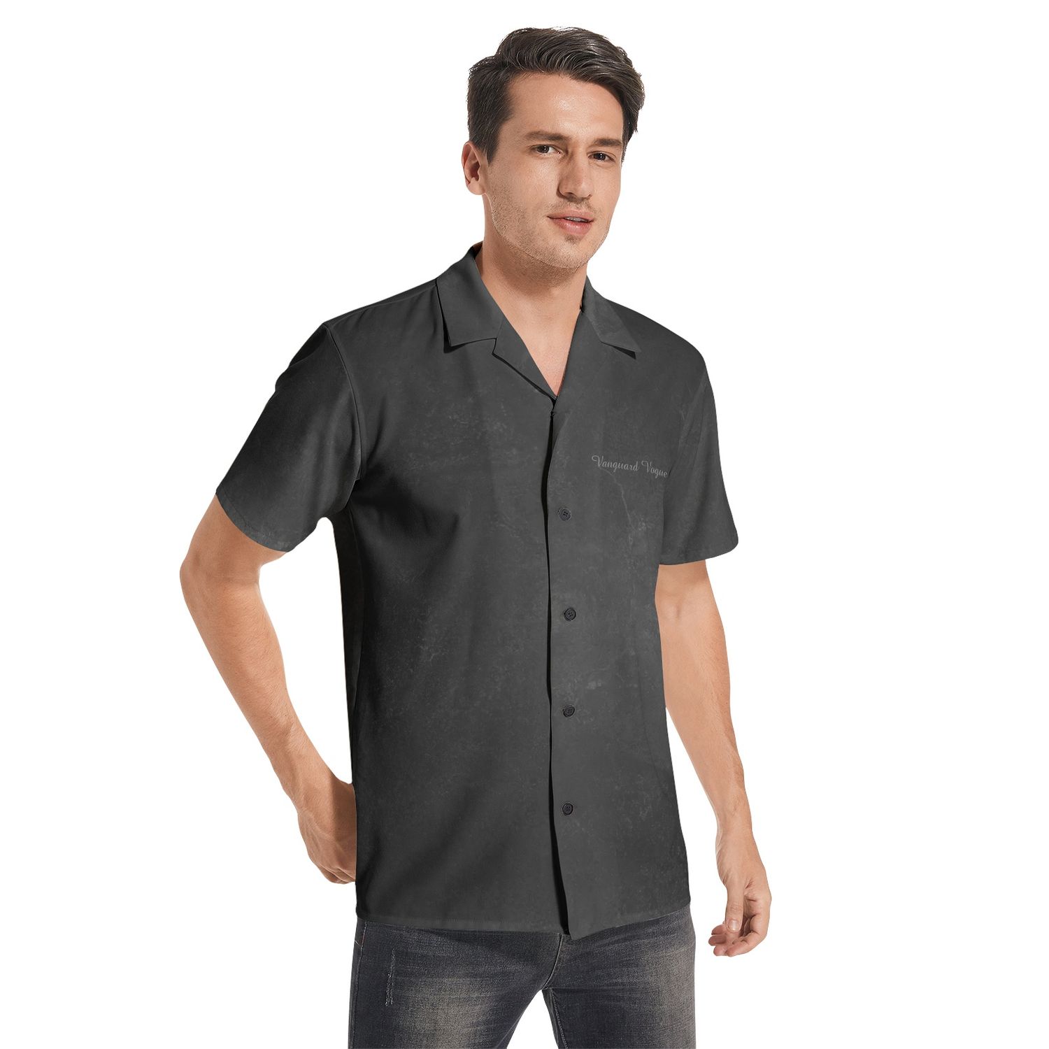 Men&#39;s Cotton Short Sleeve Shirt - Minimal Black