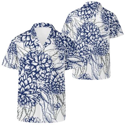 Men&#39;s Casual Hawaiian Shirt - Flower Blue
