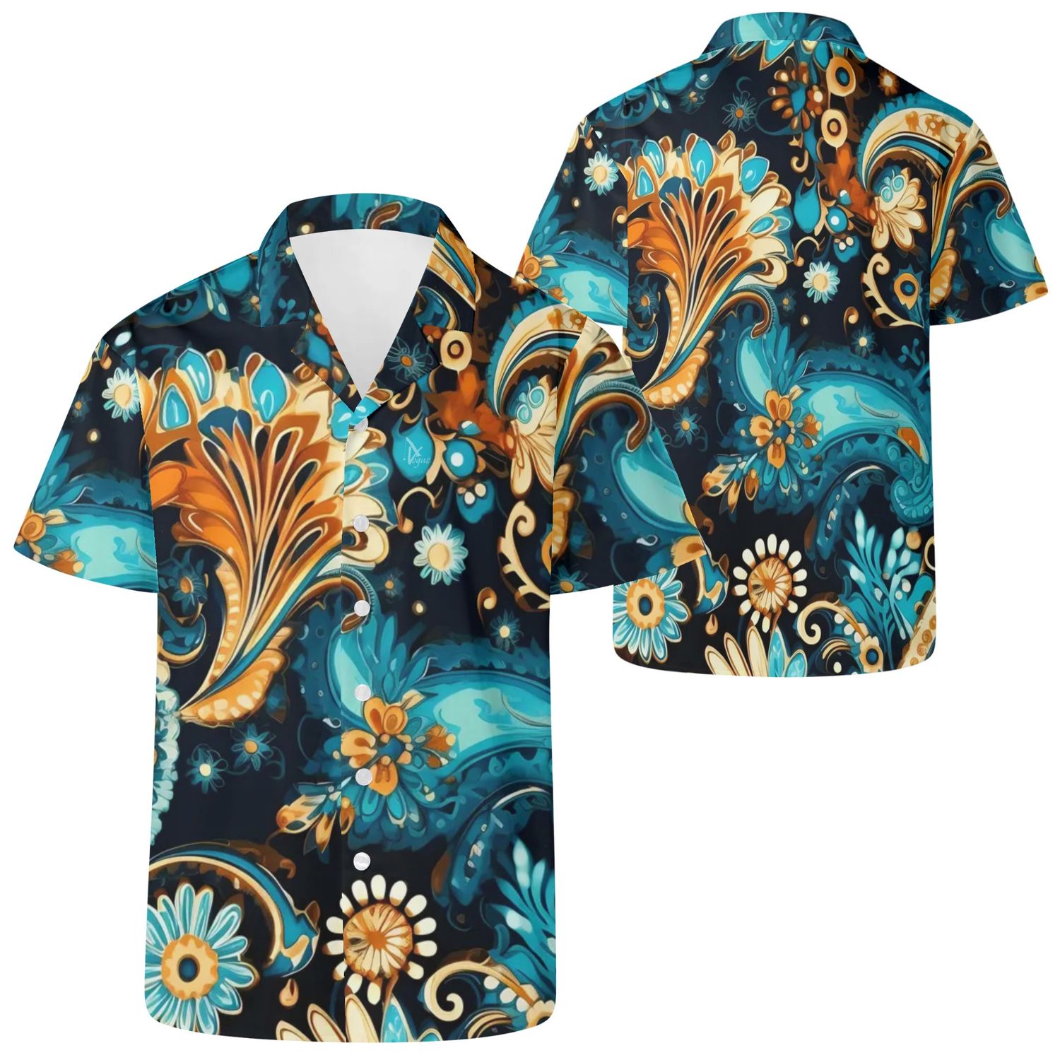 Men&#39;s Boho Print Casual Style Shirt - Cosmic Canvas, size: 2XS