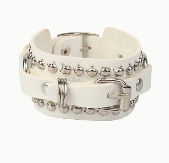 Pu Leather Wide Buckle Bracelet - Punk Hip-hop Style
